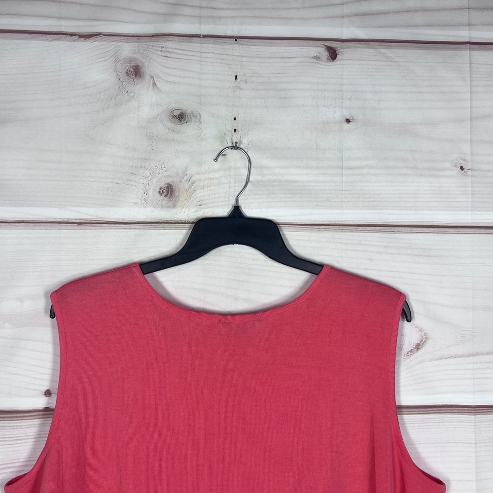 Misook Knit Tank Top Womens 3X Pink Solid Sleeveless Side Slit Blouse Shell - Picture 10 of 10